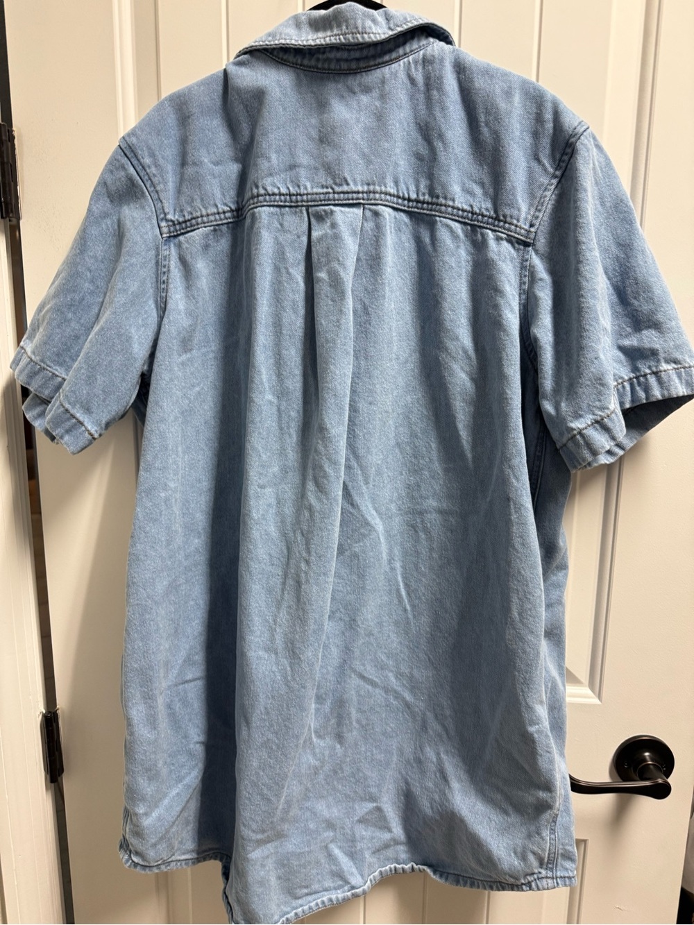 Light Wash Denim Button-Up Mini Dress - Picture 2 of 4